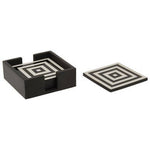 Donato Set of 4 Black and White Stripe Coasters with Holder - Bargainia.com - 5018705962566
