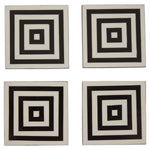 Donato Set of 4 Black and White Stripe Coasters with Holder - Bargainia.com - 5018705962566