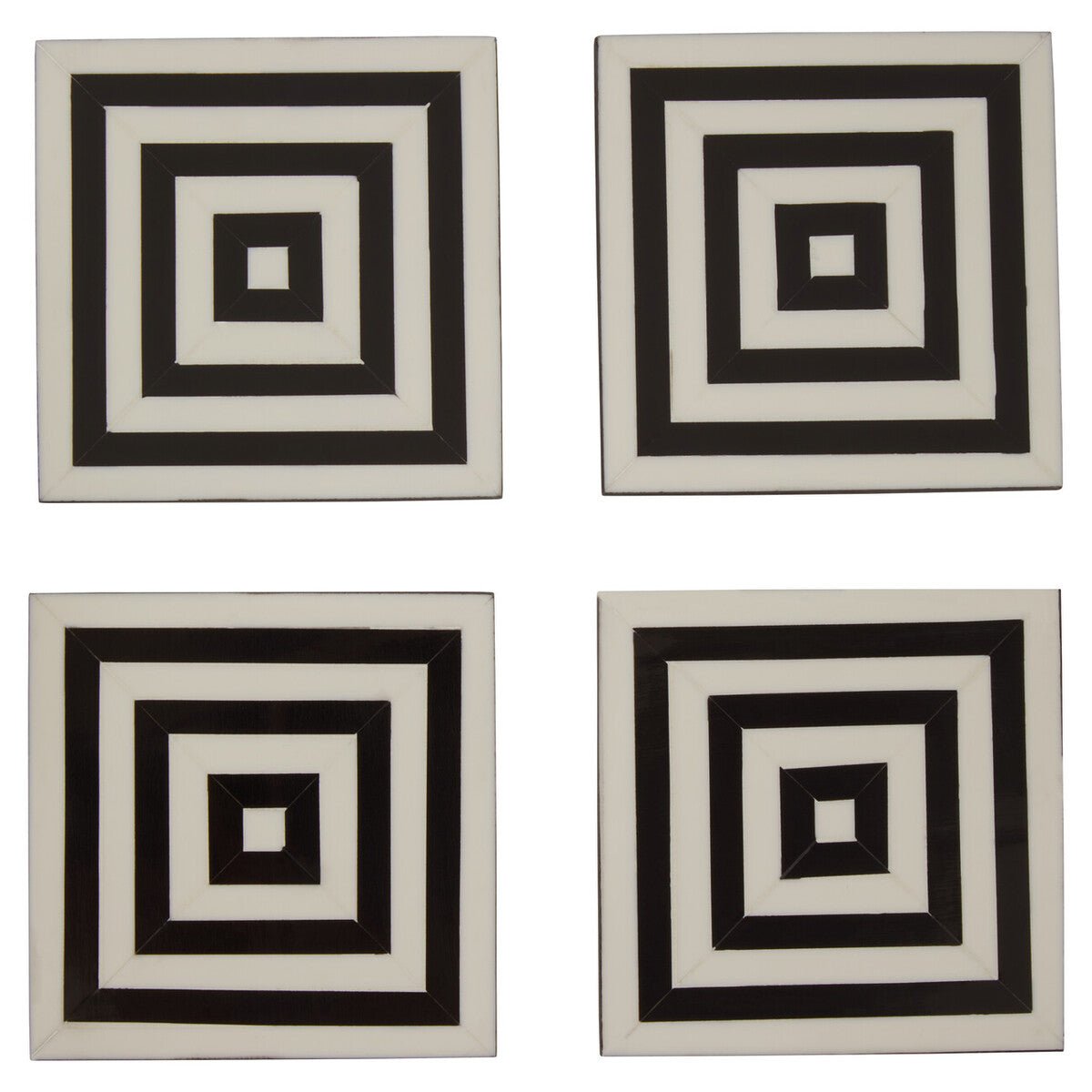 Donato Set of 4 Black and White Stripe Coasters with Holder - Bargainia.com - 5018705962566