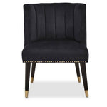 Doucet Black Velvet Dining Chair With Black Legs - Bargainia.com - 5018705957654