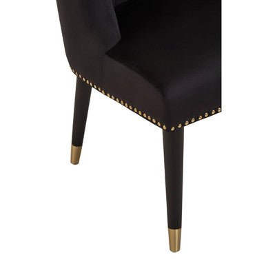 Doucet Black Velvet Dining Chair With Black Legs - Bargainia.com - 5018705957654