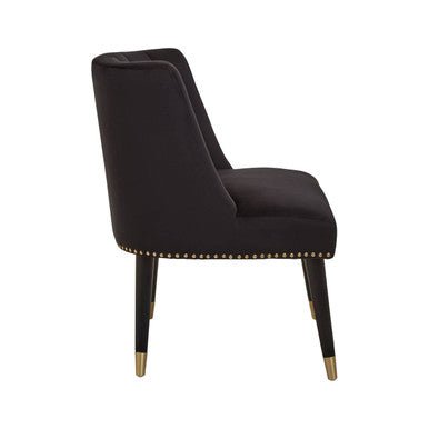 Doucet Black Velvet Dining Chair With Black Legs - Bargainia.com - 5018705957654