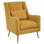 Doucet Yellow Velvet Chair With Gold Finish Legs - Bargainia.com - 5018705957562