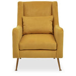 Doucet Yellow Velvet Chair With Gold Finish Legs - Bargainia.com - 5018705957562