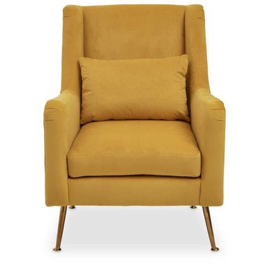 Doucet Yellow Velvet Chair With Gold Finish Legs - Bargainia.com - 5018705957562