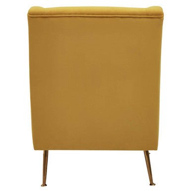 Doucet Yellow Velvet Chair With Gold Finish Legs - Bargainia.com - 5018705957562