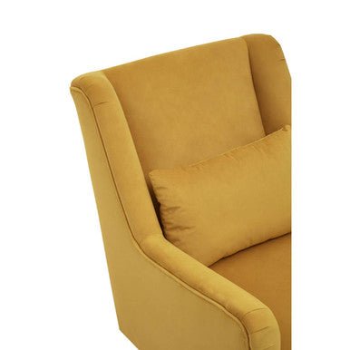 Doucet Yellow Velvet Chair With Gold Finish Legs - Bargainia.com - 5018705957562