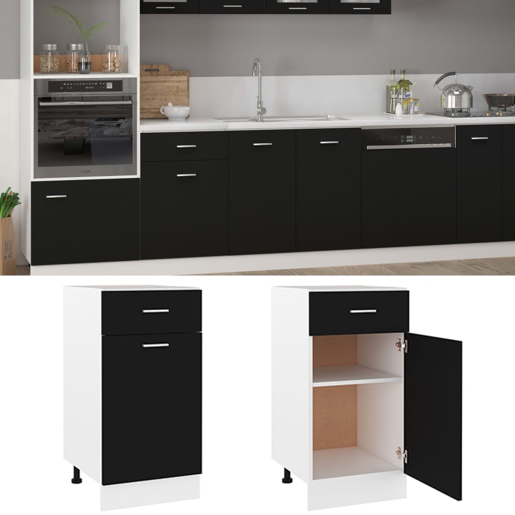 Drawer Bottom Cabinet Black 40x46x81.5 cm Engineered Wood - Bargainia.com - 8720286132005 - 801213