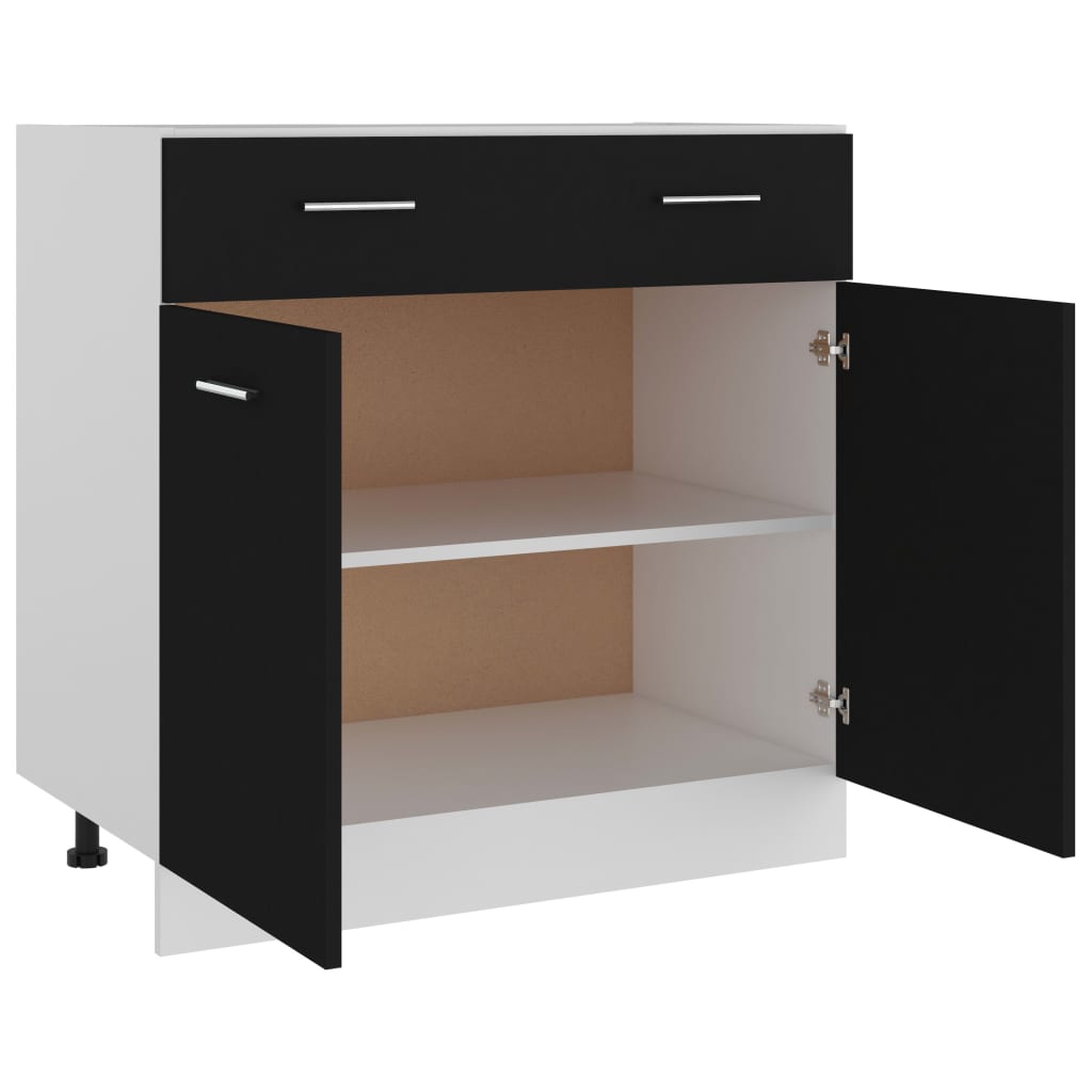 Drawer Bottom Cabinet Black 80x46x81.5 cm Engineered Wood - Bargainia.com - 8720286132241 - 801237
