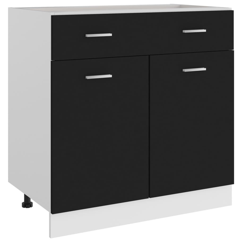 Drawer Bottom Cabinet Black 80x46x81.5 cm Engineered Wood - Bargainia.com - 8720286132241 - 801237