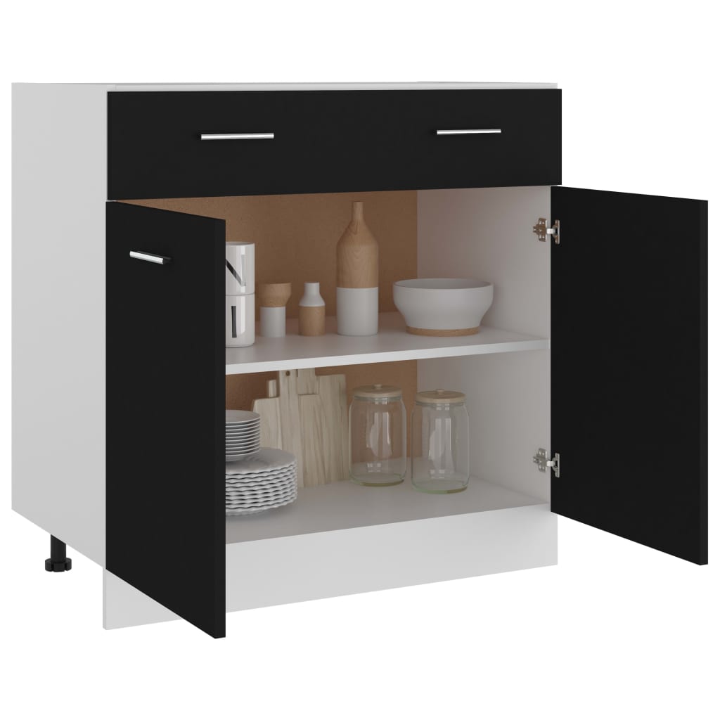 Drawer Bottom Cabinet Black 80x46x81.5 cm Engineered Wood - Bargainia.com - 8720286132241 - 801237