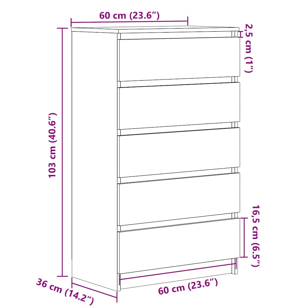 Drawer Cabinet White 60x36x103 cm Engineered Wood - Bargainia.com - 8720845679231 - 823016