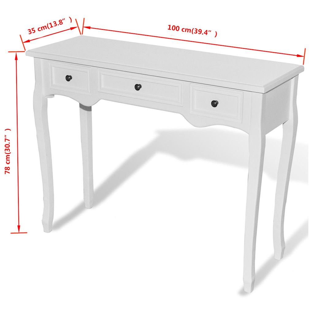 Dressing Console Table with Three Drawers White - Bargainia.com - 