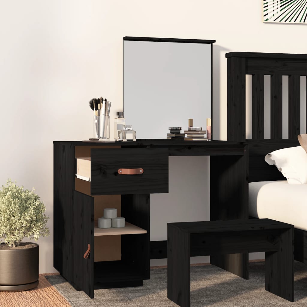 Dressing Table Black 95x50x134 cm Solid Wood Pine - Bargainia.com - 8720287204848 - 820091