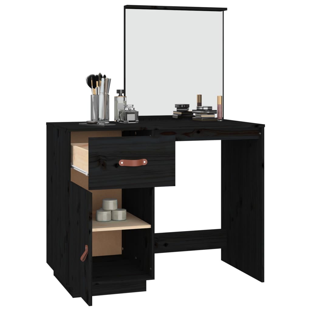 Dressing Table Black 95x50x134 cm Solid Wood Pine - Bargainia.com - 8720287204848 - 820091