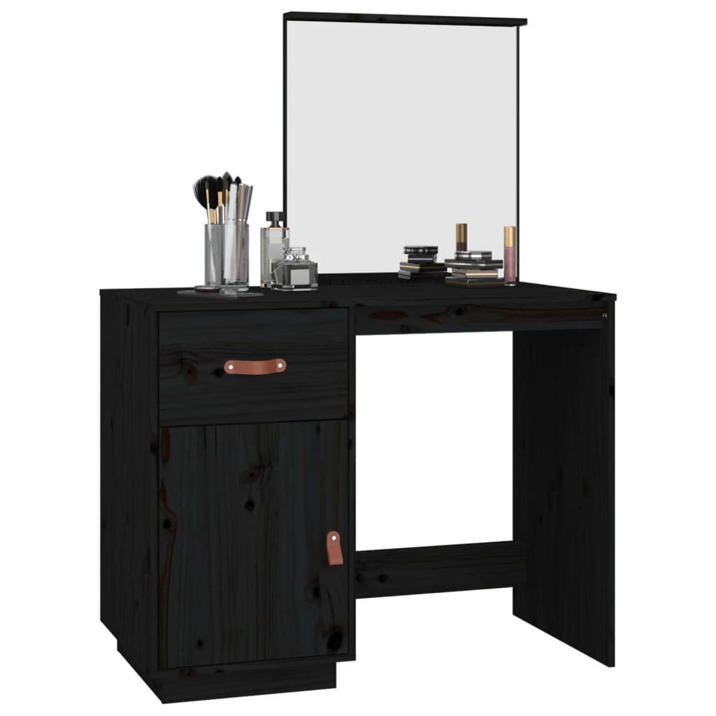 Dressing Table Black 95x50x134 cm Solid Wood Pine - Bargainia.com - 