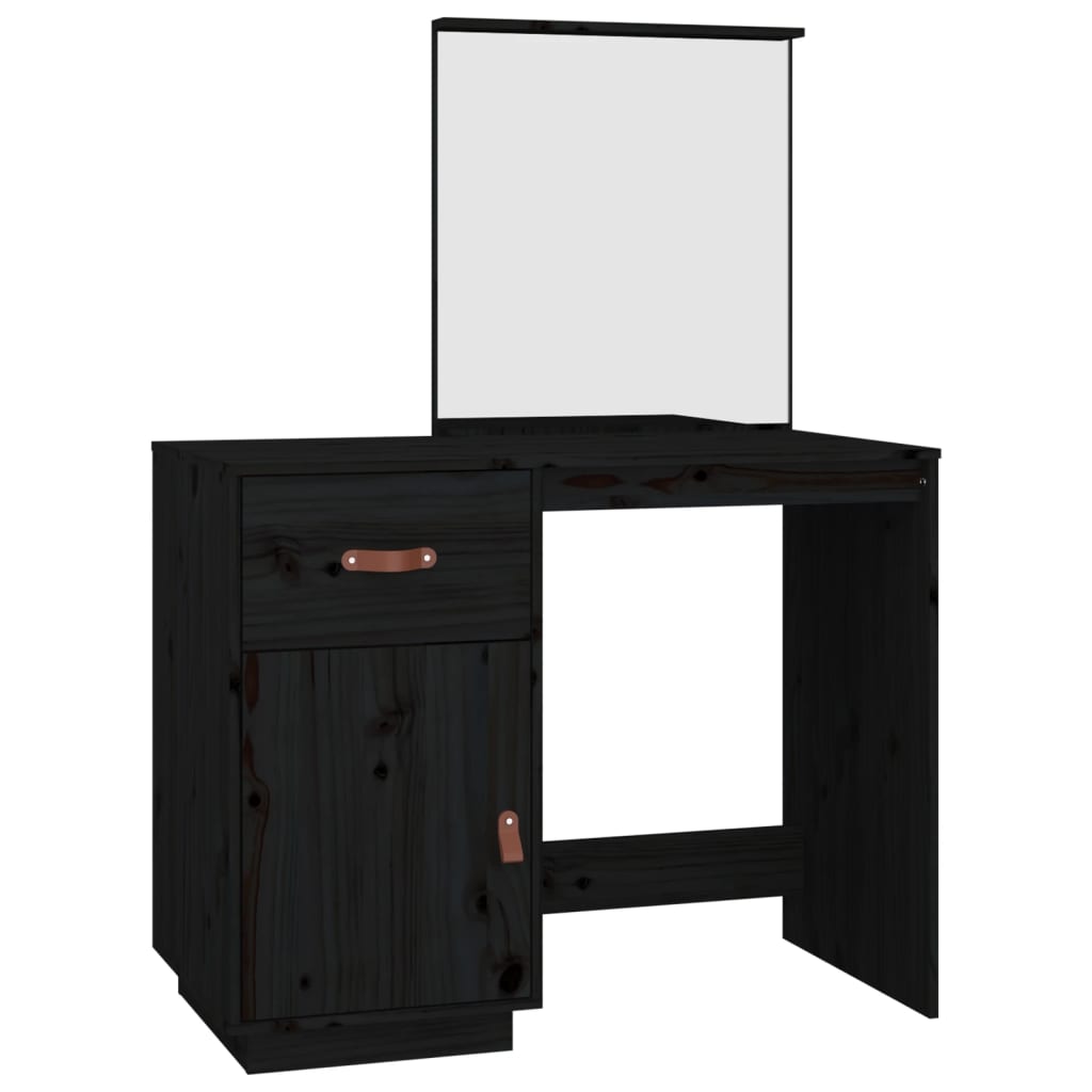 Dressing Table Black 95x50x134 cm Solid Wood Pine - Bargainia.com - 