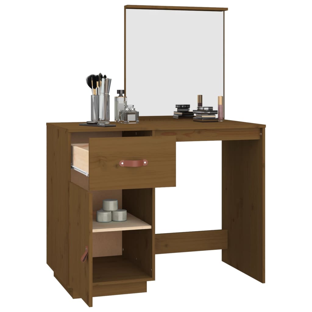 Dressing Table Honey Brown 95x50x134 cm Solid Wood Pine - Bargainia.com - 