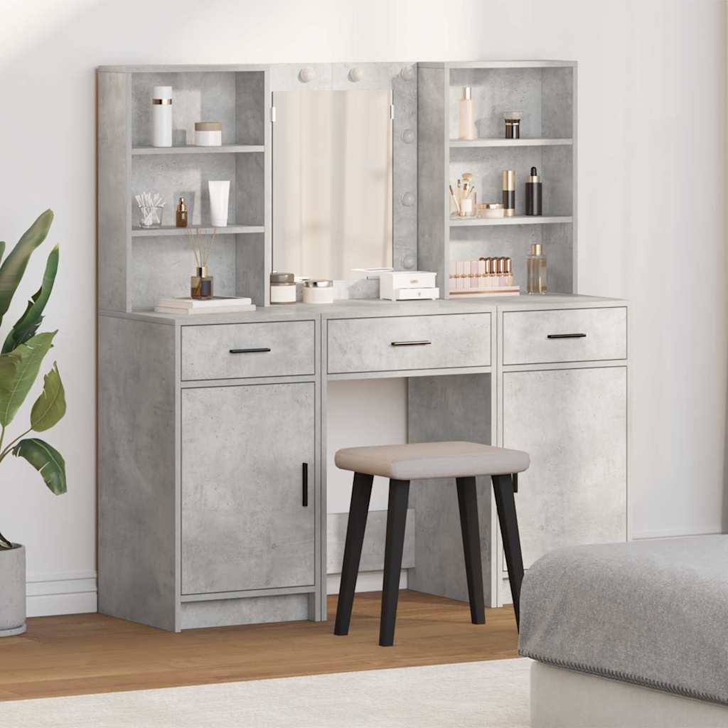 Dressing Table Set 3 pcs Concrete Grey 50 x 41 x 135 cm - Bargainia.com - 