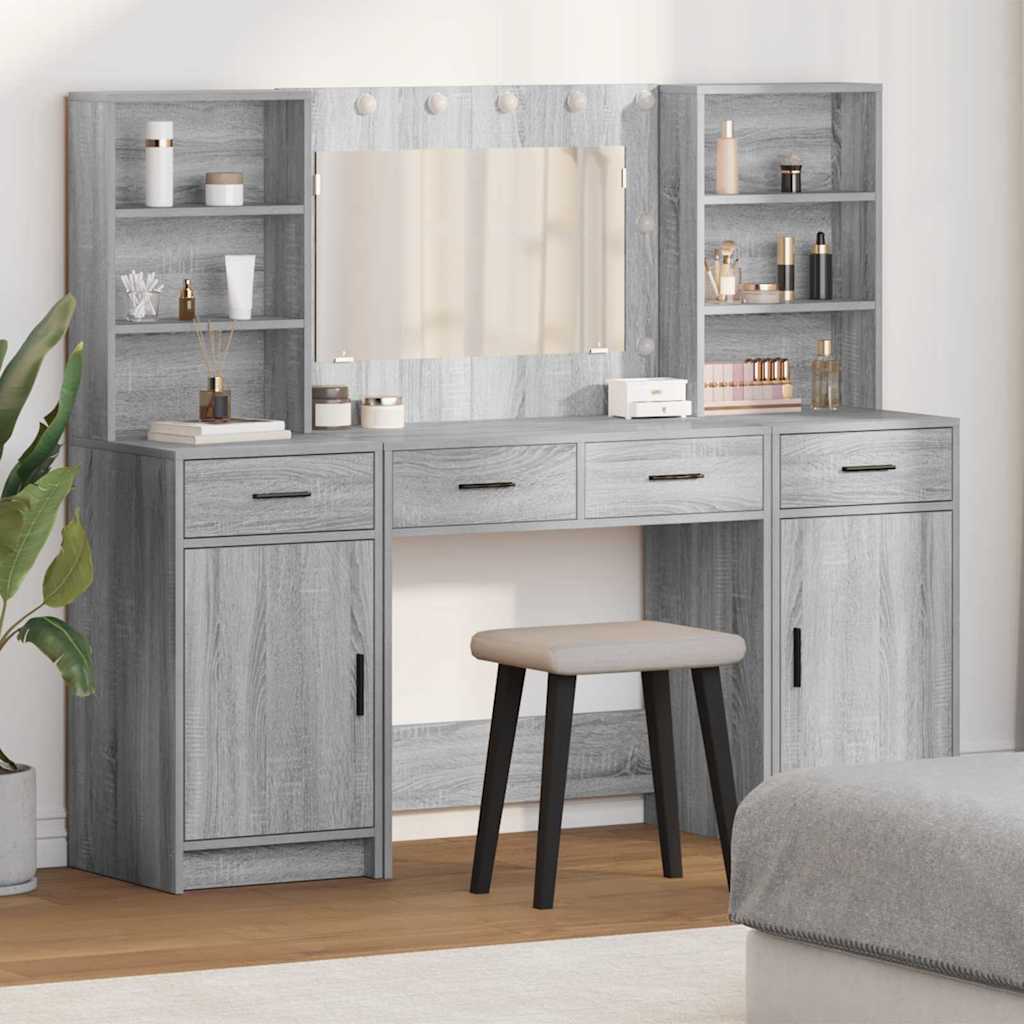 Dressing Table Set 3 pcs Grey sonoma 78.5 x 41 x 135 cm - Bargainia.com - 