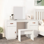 Dressing Table Set with a Mirror White Solid Wood Pine - Bargainia.com - 