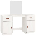 Dressing Table Set with a Mirror White Solid Wood Pine - Bargainia.com - 