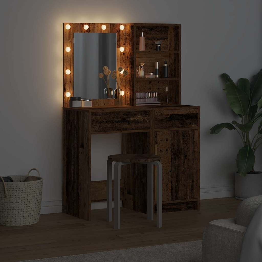 Dressing Table Set with Drawer 2 pcs Old wood 50 x 41 x 135 cm - Bargainia.com - 8721158865267 - 3334279