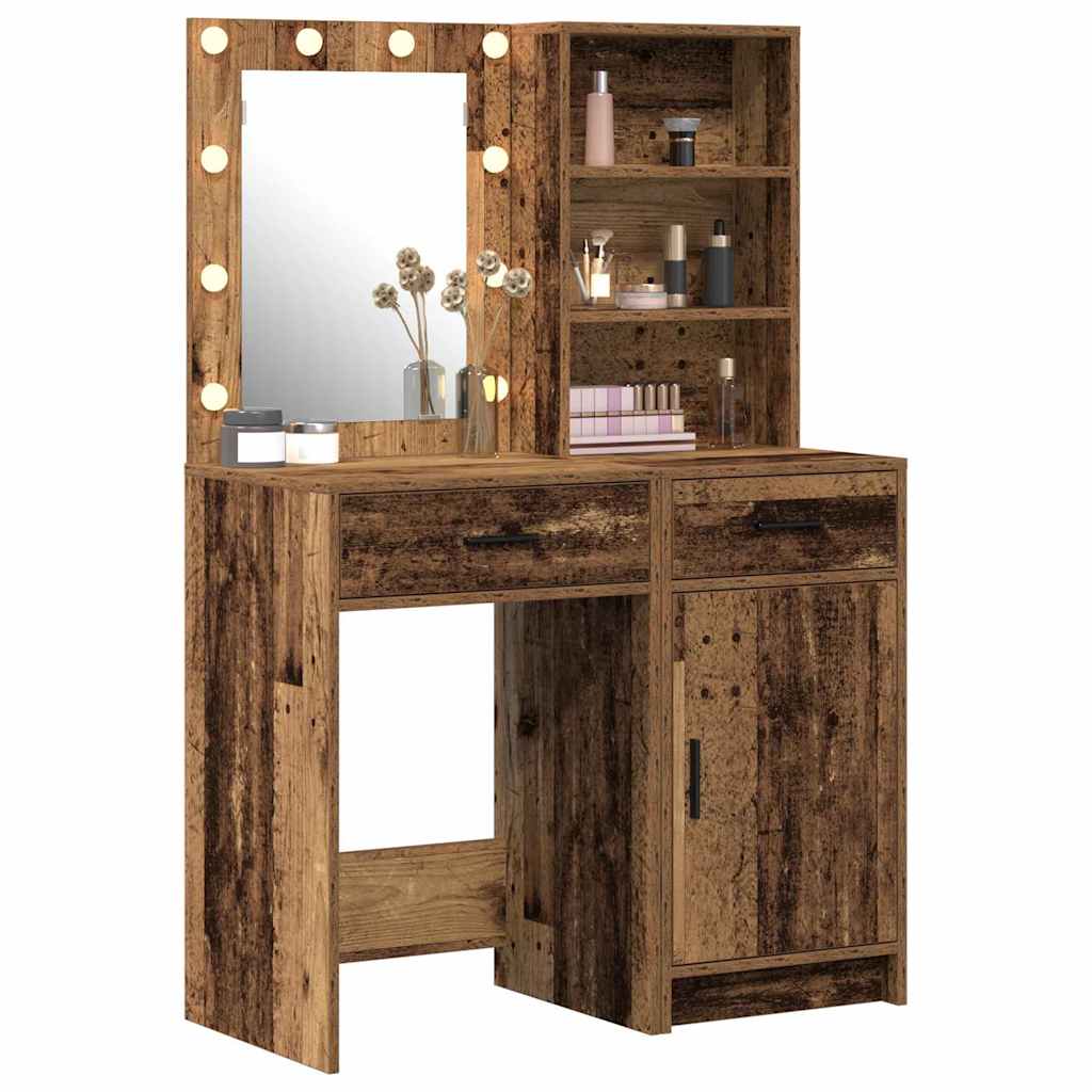 Dressing Table Set with Drawer 2 pcs Old wood 50 x 41 x 135 cm - Bargainia.com - 8721158865267 - 3334279