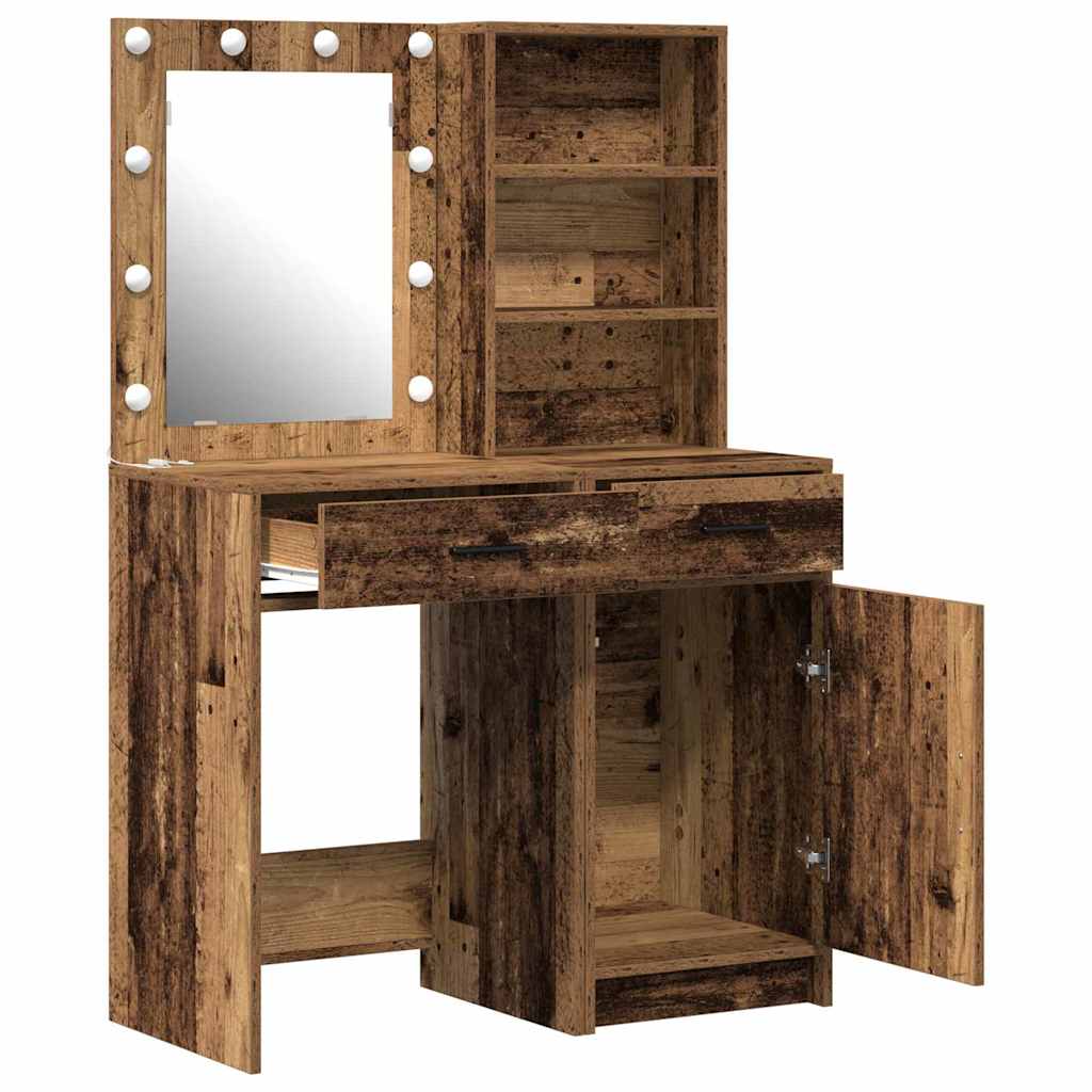 Dressing Table Set with Drawer 2 pcs Old wood 50 x 41 x 135 cm - Bargainia.com - 8721158865267 - 3334279
