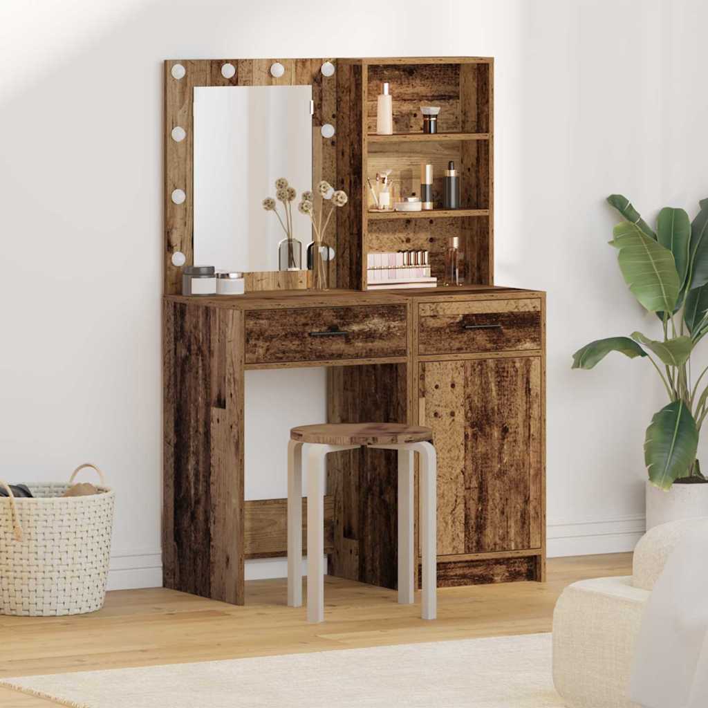 Dressing Table Set with Drawer 2 pcs Old wood 50 x 41 x 135 cm - Bargainia.com - 8721158865267 - 3334279