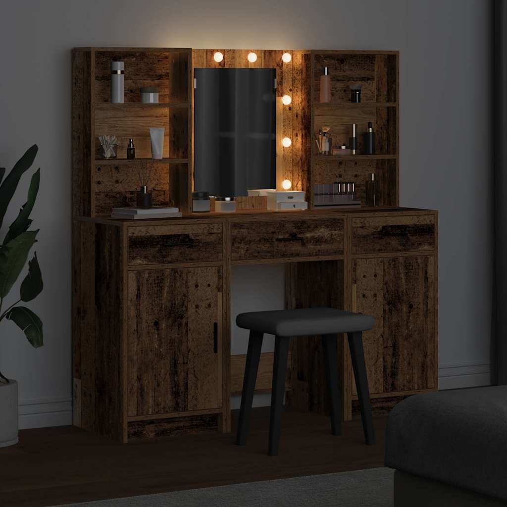 Dressing Table Set with Drawer 3 pcs Old wood 50 x 41 x 135 cm - Bargainia.com - 8721158865441 - 3334297