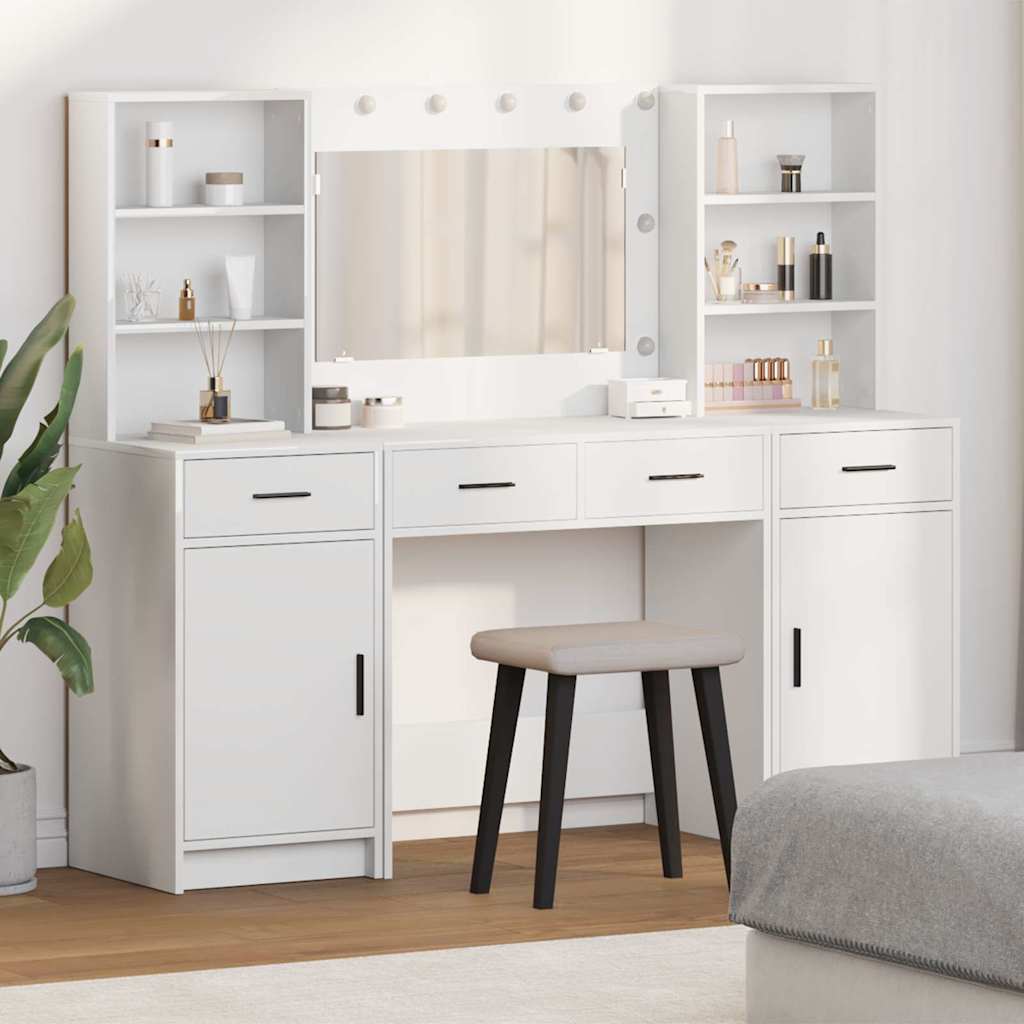Dressing Table Set with Drawer 3 pcs White 78.5 x 41 x 135 cm - Bargainia.com - 