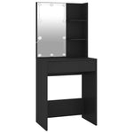 Dressing Table Set with LED Black Engineered Wood - Bargainia.com - 
