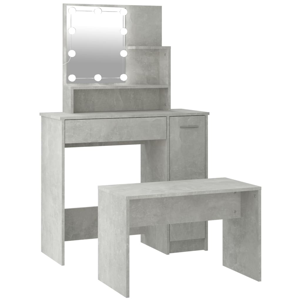Dressing Table Set with LED Concrete Grey Engineered Wood - Bargainia.com - 8720287100607 - 3114118