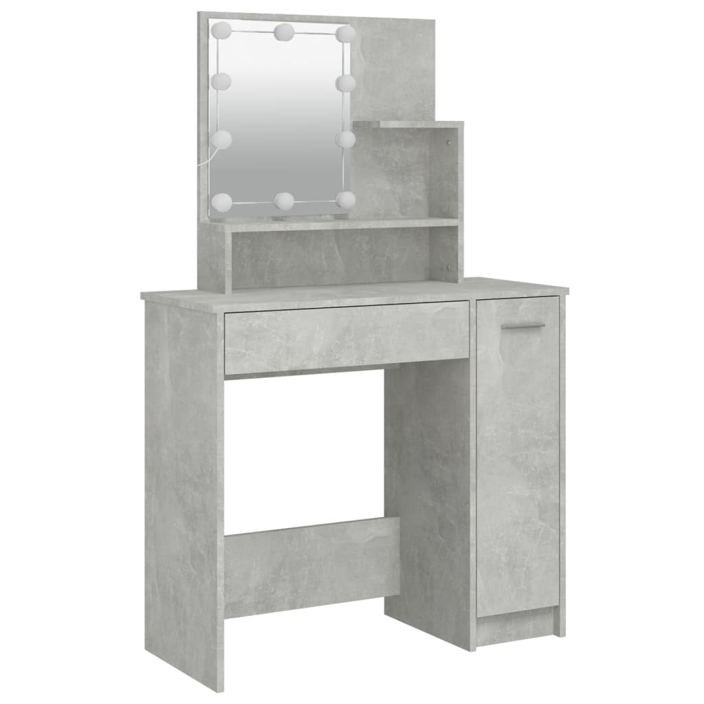 Dressing Table Set with LED Concrete Grey Engineered Wood - Bargainia.com - 8720287100607 - 3114118