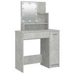 Dressing Table Set with LED Concrete Grey Engineered Wood - Bargainia.com - 