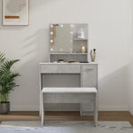 Dressing Table Set with LED Concrete Grey Engineered Wood - Bargainia.com - 