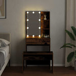 Dressing Table Set with LED Old Wood Engineered Wood - Bargainia.com - 