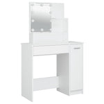 Dressing Table Set with LED White Engineered Wood - Bargainia.com - 