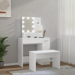 Dressing Table Set with LED White Engineered Wood - Bargainia.com - 