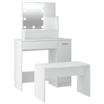 Dressing Table Set with LED White Engineered Wood - Bargainia.com - 