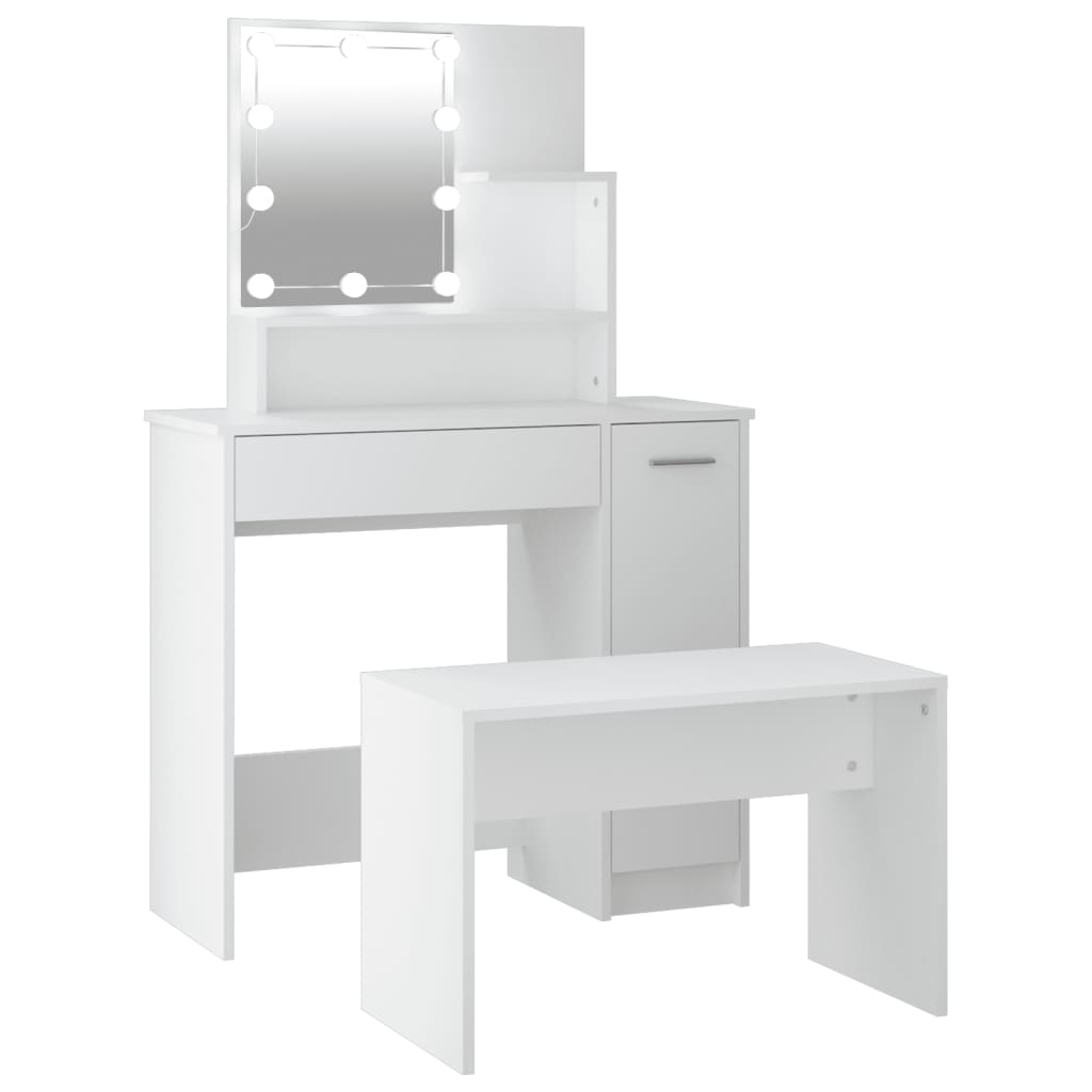 Dressing Table Set with LED White Engineered Wood - Bargainia.com - 8720287100577 - 3114115