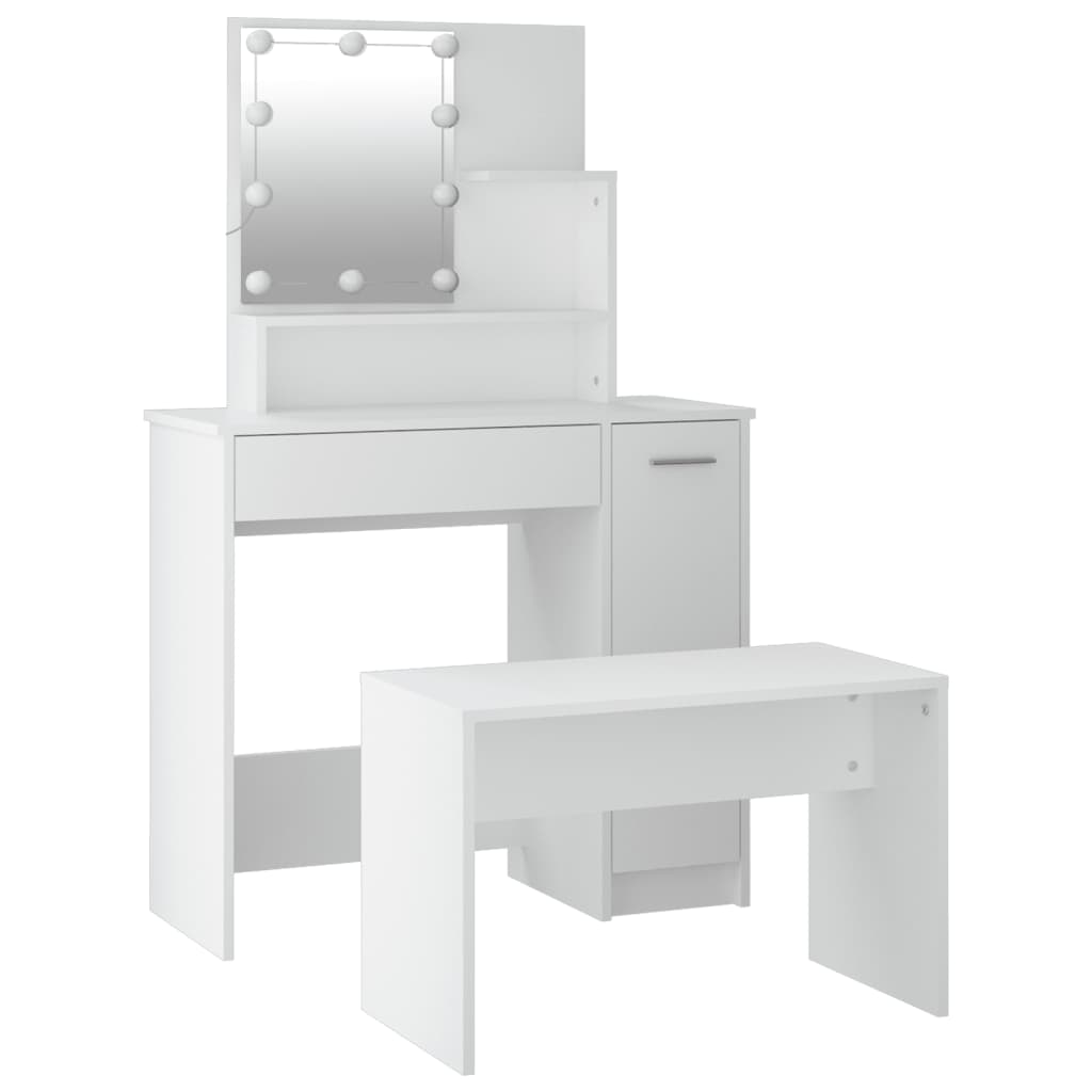 Dressing Table Set with LED White Engineered Wood - Bargainia.com - 8720287100577 - 3114115