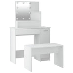 Dressing Table Set with LED White Engineered Wood - Bargainia.com - 