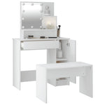 Dressing Table Set with LED White Engineered Wood - Bargainia.com - 