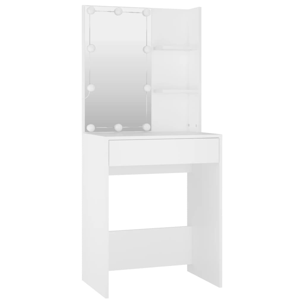 Dressing Table Set with LED White Engineered Wood - Bargainia.com - 