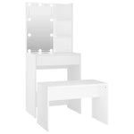 Dressing Table Set with LED White Engineered Wood - Bargainia.com - 