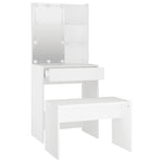 Dressing Table Set with LED White Engineered Wood - Bargainia.com - 