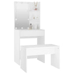 Dressing Table Set with LED White Engineered Wood - Bargainia.com - 
