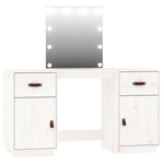 Dressing Table Set with LED White Solid Wood Pine - Bargainia.com - 